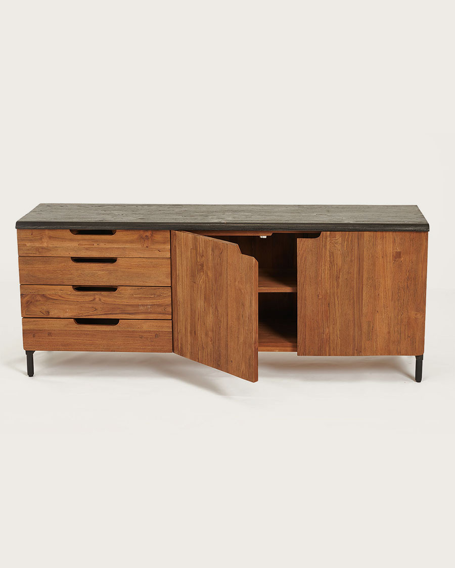 Jodhpur - Buffet bas en teck recyclé bicolore 160 cm