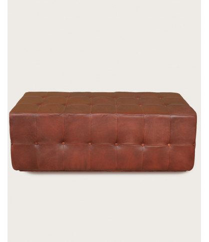 Palm - Banc rembourré en cuir marron capitonné