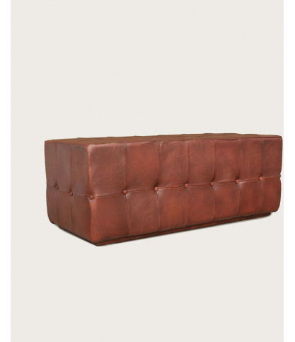 Palm - Banc rembourré en cuir marron capitonné