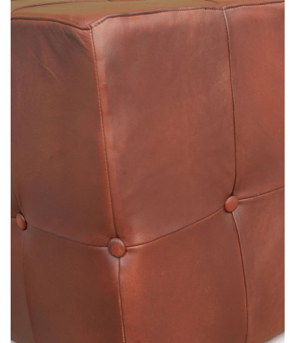 Palm - Banc rembourré en cuir marron capitonné