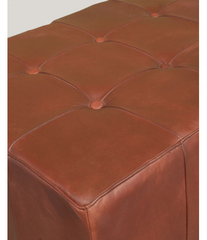 Palm - Banc rembourré en cuir marron capitonné