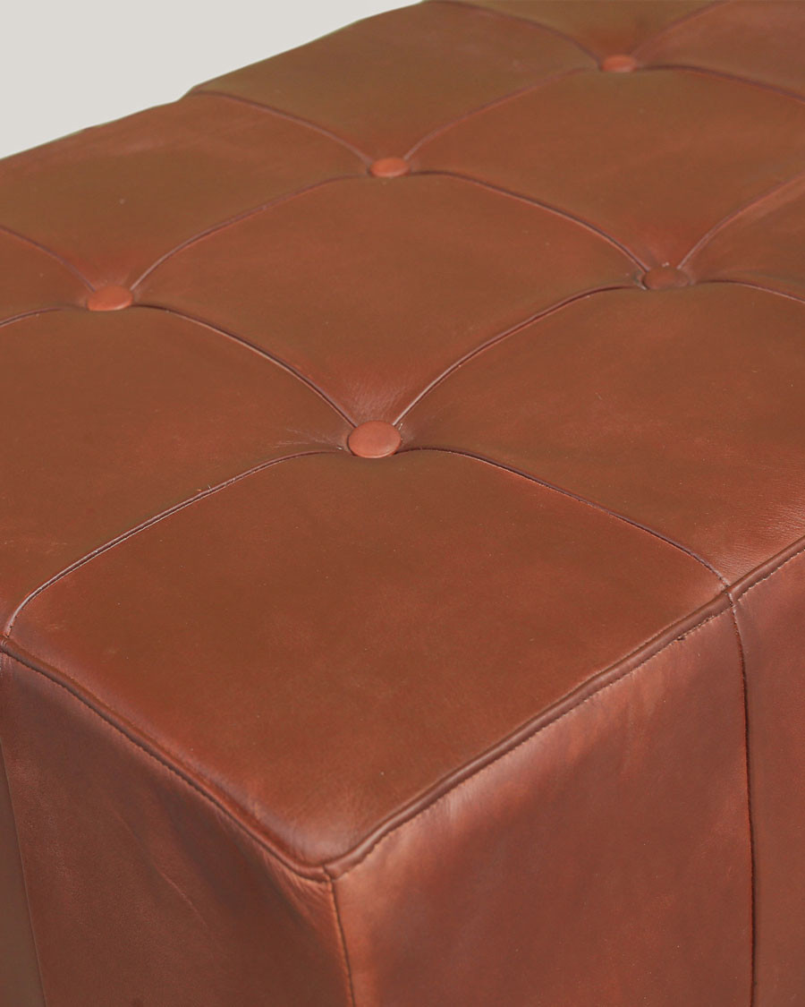 Palm - Banc rembourré en cuir marron capitonné