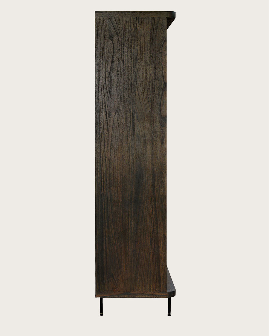 Sanaa- Armoire noire 2 portes en mindy massif et cannage