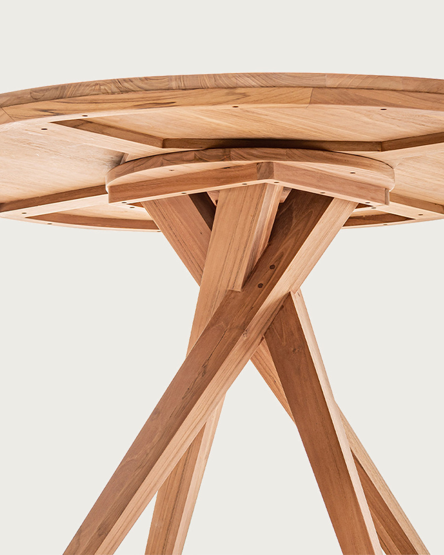 Shiraz - Table repas ronde en teck massif D110 cm 4/6 pers.