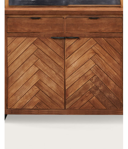 Kendari - Petite bibliothèque industrielle en teck massif et métal