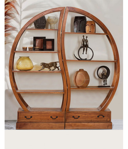 Yin Yang - Bibliothèque en teck massif