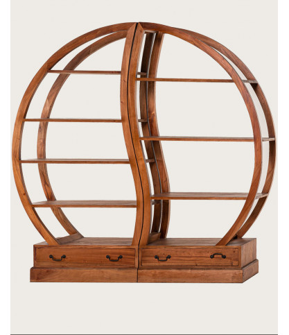 Yin Yang - Bibliothèque en teck massif