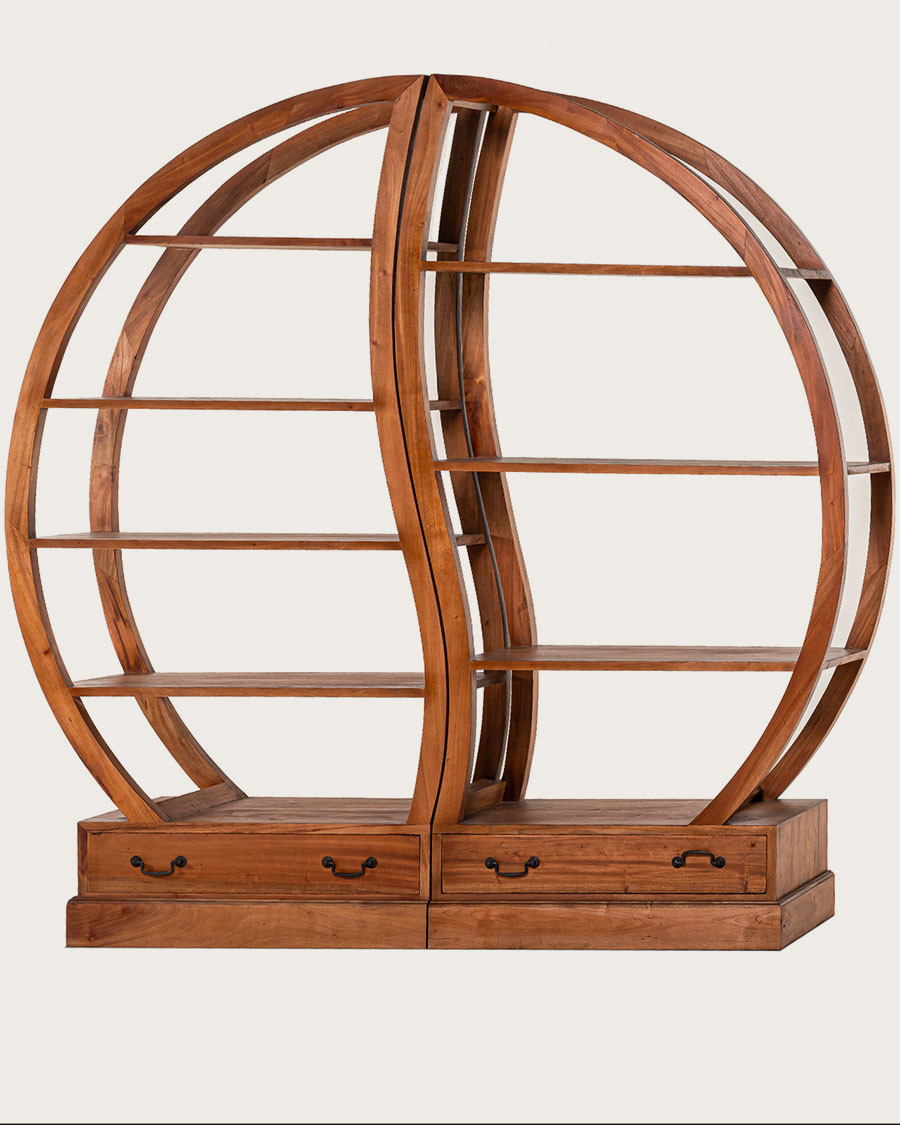 Yin Yang - Bibliothèque en teck massif