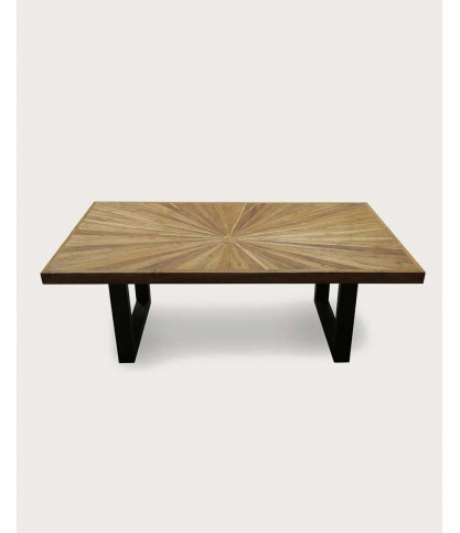 Sun - Table repas en teck massif motif soleil L200 cm 10 pers.
