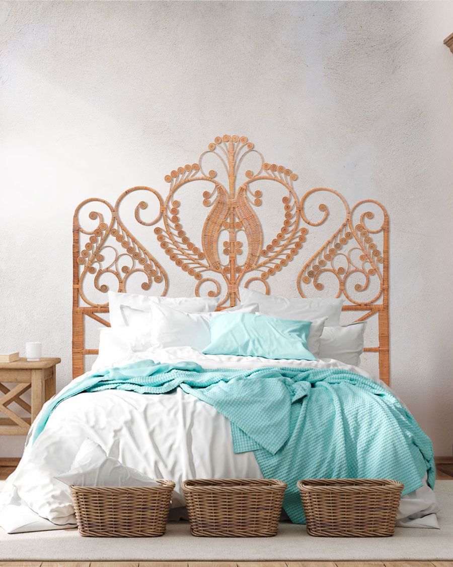 Milo - Tête de lit vintage en rotin tressé 160 cm