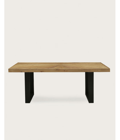 Sun - Table repas en teck massif motif soleil L200 cm 10 pers.