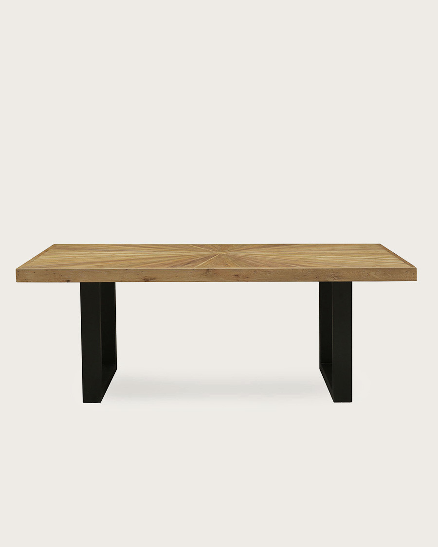 Sun - Table repas en teck massif motif soleil L200 cm 10 pers.