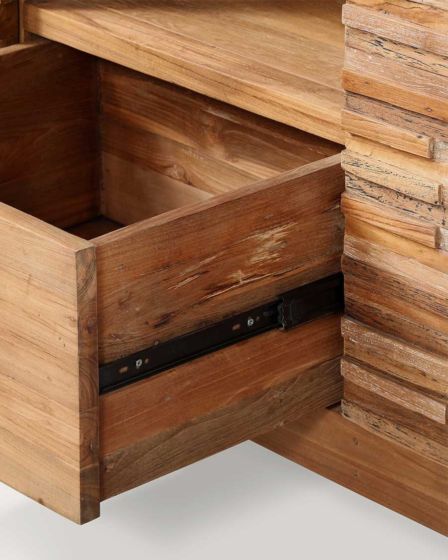 Néo - Meuble salle de bain en teck parqueté 140 cm