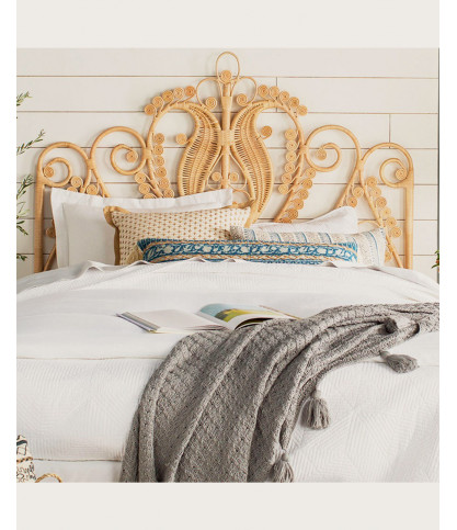 Milo - Tête de lit vintage en rotin tressé 160 cm