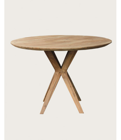 Amelia - Table repas ronde en teck massif D110 cm 4/6 pers.