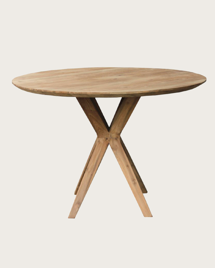 Amelia - Table repas ronde en teck massif D110 cm 4/6 pers.