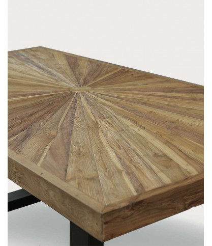 Sun - Table repas en teck massif motif soleil L200 cm 10 pers.