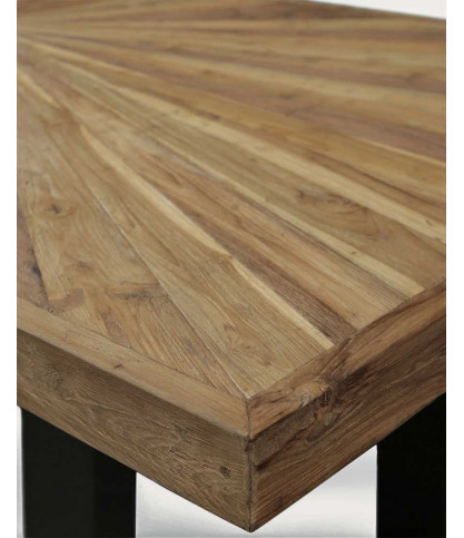 Sun - Table repas en teck massif motif soleil L200 cm 10 pers.