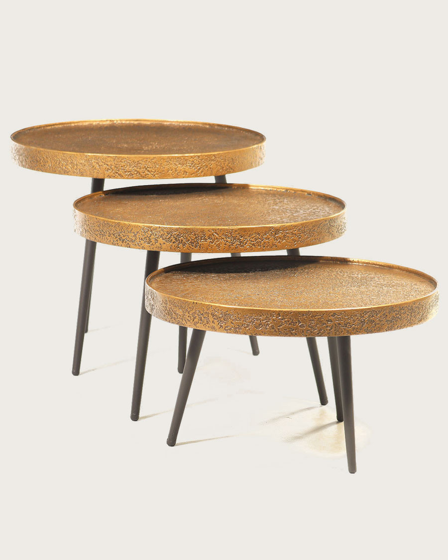 Astrid - Table basse ronde gigogne en métal doré