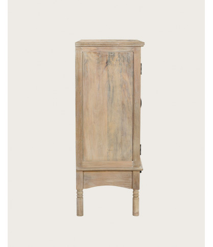 Mala - Buffet haut 2 portes en bois de manguier massif sculpté 85 cm