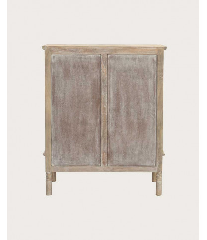 Mala - Buffet haut 2 portes en bois de manguier massif sculpté 85 cm