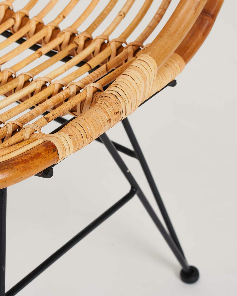 Villa- Lot de 4 chaises en rotin naturel et pied métal