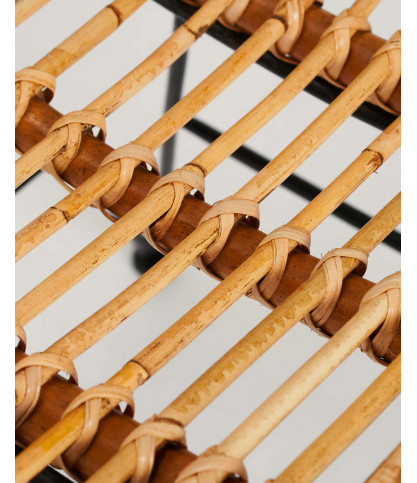 Villa- Lot de 4 chaises en rotin naturel et pied métal