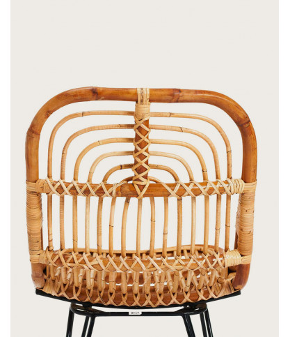 Villa- Lot de 4 chaises en rotin naturel et pied métal