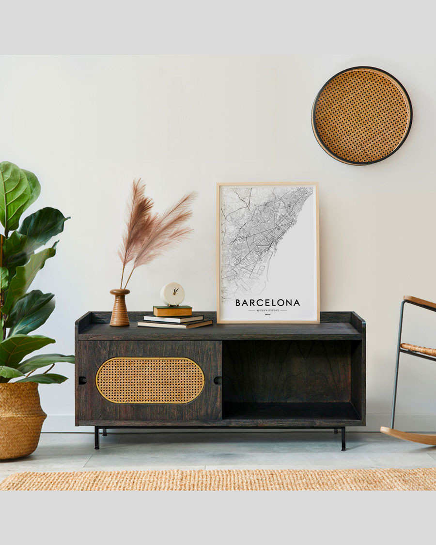 Sanaa- Meuble TV noir porte...