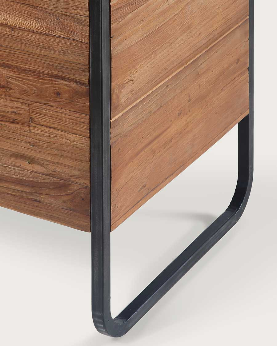 Azur - Meuble salle de bain industriel en teck et métal 120 cm