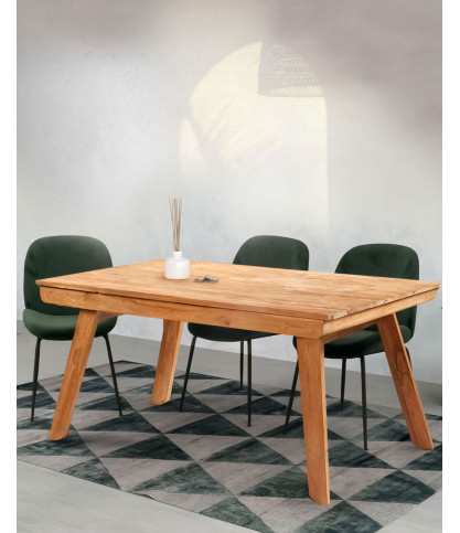 Jodhpur - Table repas rectangulaire avec allonge en teck massif