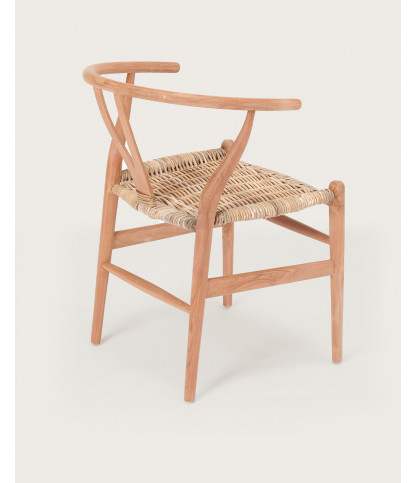 Lyia - Chaise en teck massif et rotin