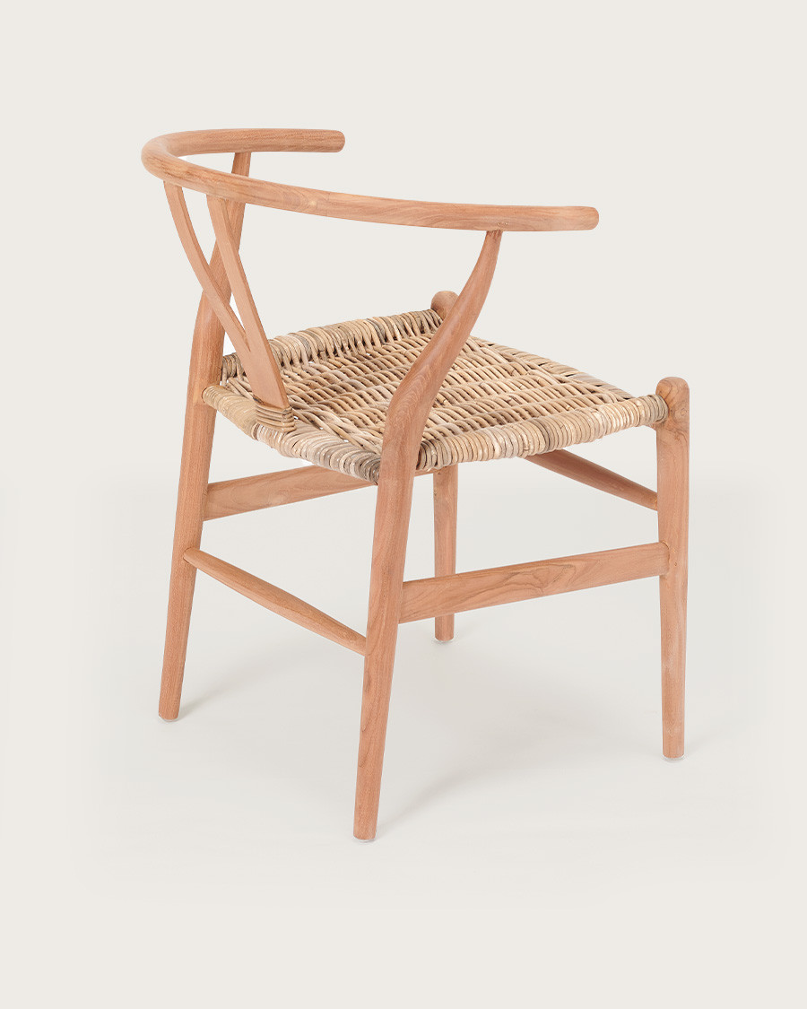 Lyia - Chaise en teck massif et rotin