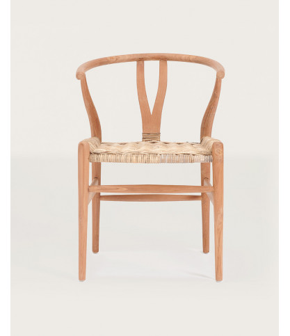 Lyia - Chaise en teck massif et rotin