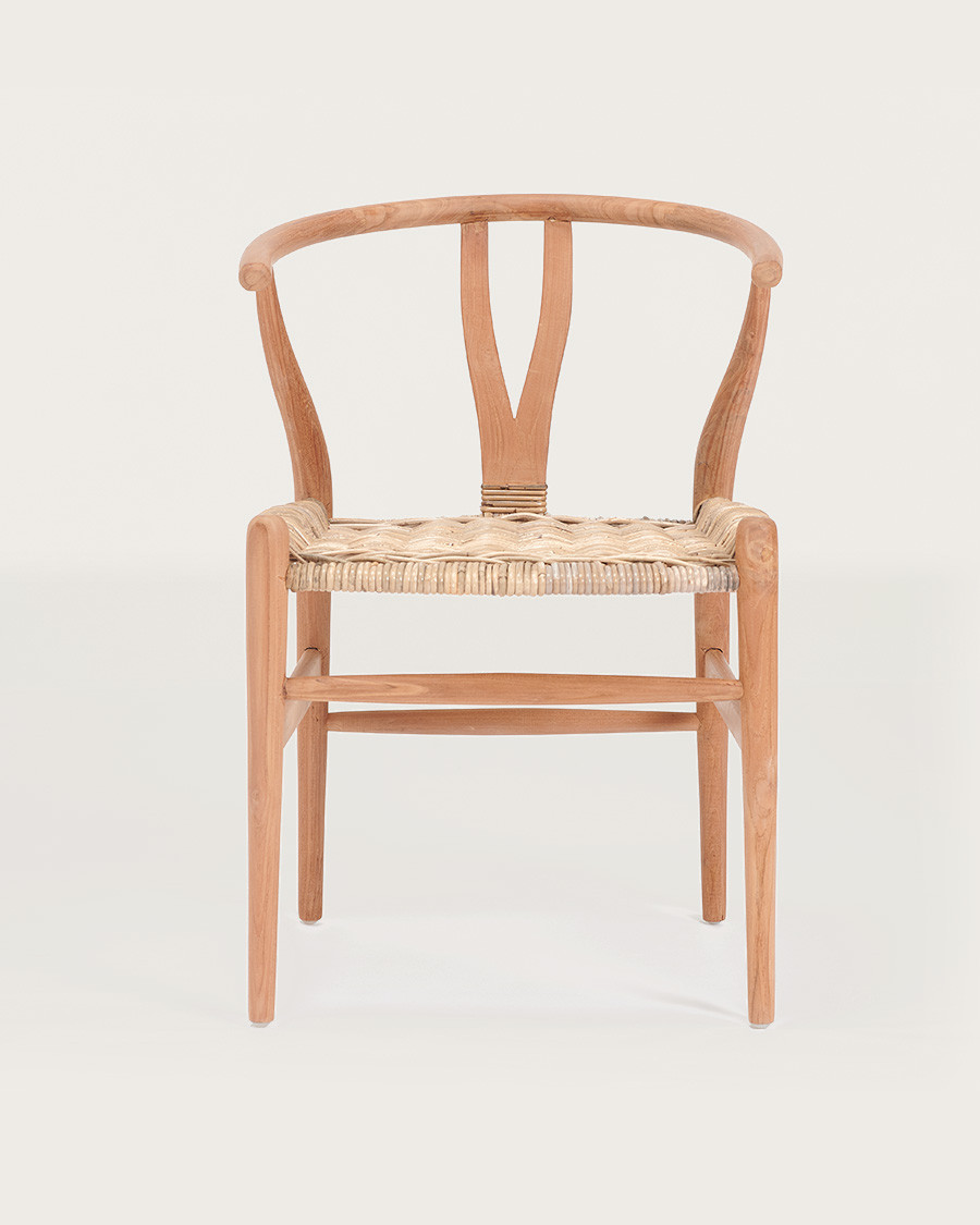 Lyia - Chaise en teck massif et rotin