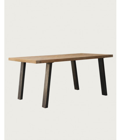 Kendari - Table repas en teck massif motif chevron L170 cm 8 pers.