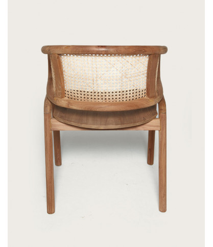 Moon - Chaise en teck massif et cannage rotin
