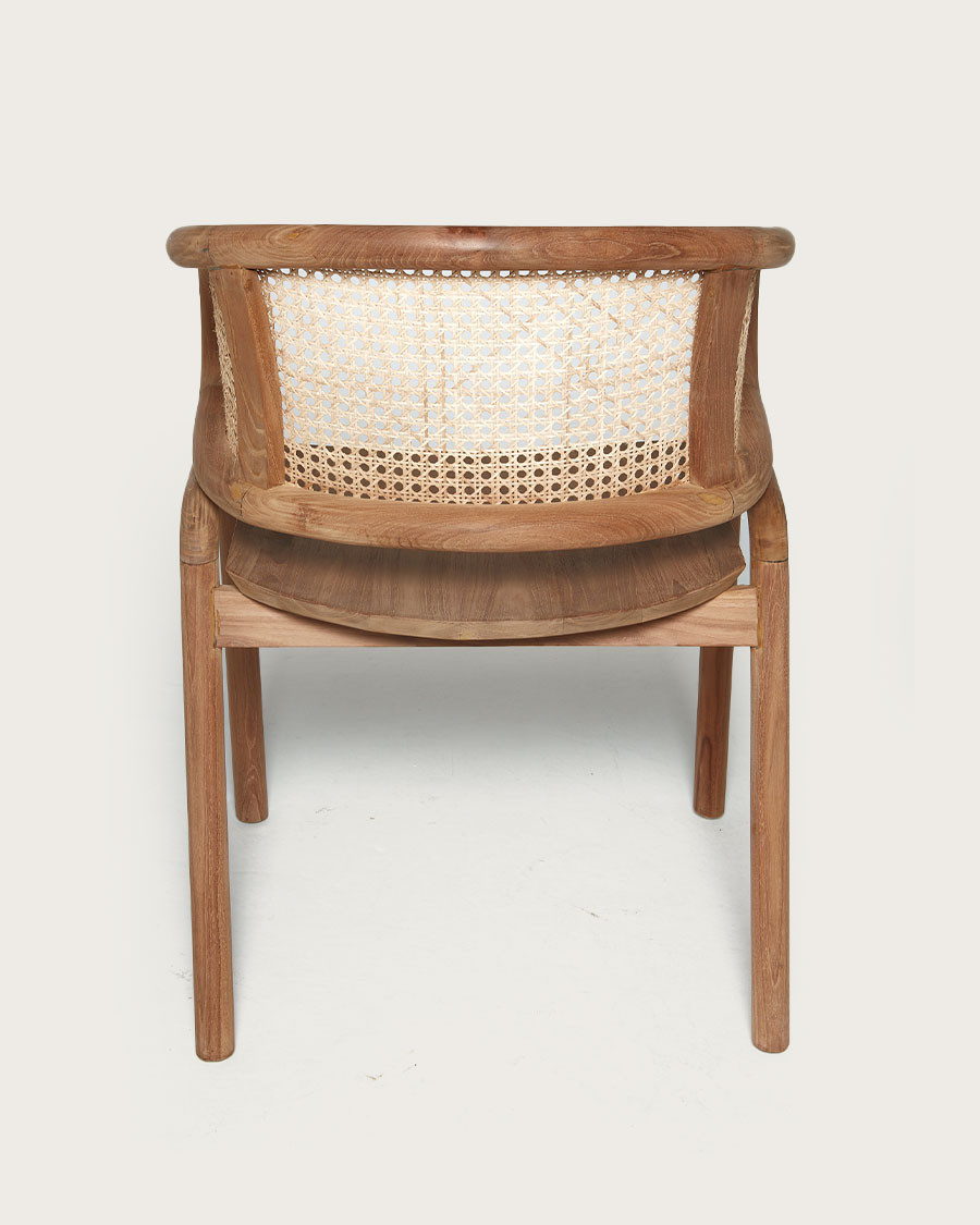 Moon - Chaise en teck massif et cannage rotin