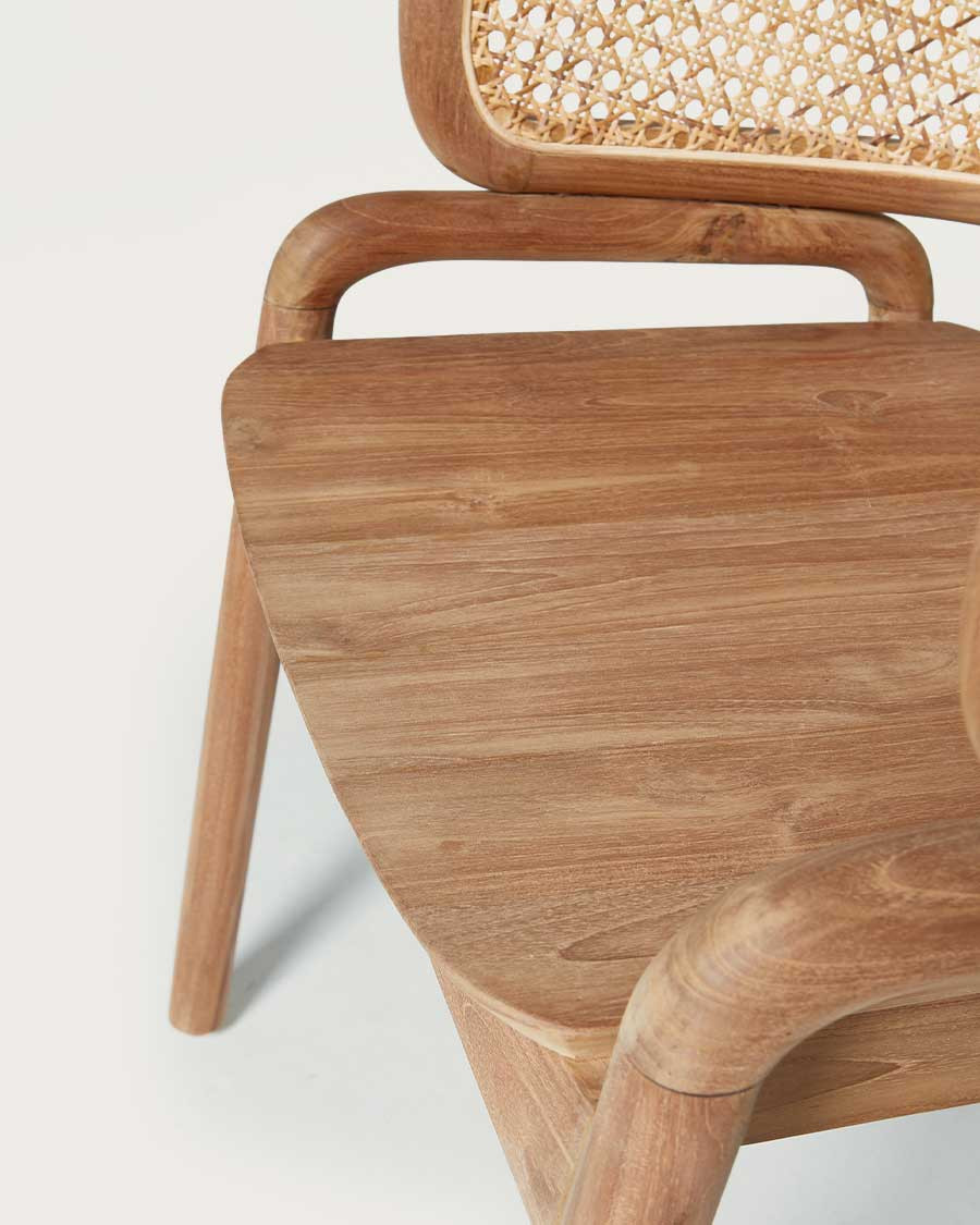 Moon - Chaise en teck massif et cannage rotin
