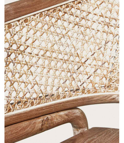 Moon - Chaise en teck massif et cannage rotin
