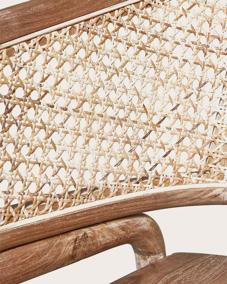 Moon - Chaise en teck massif et cannage rotin