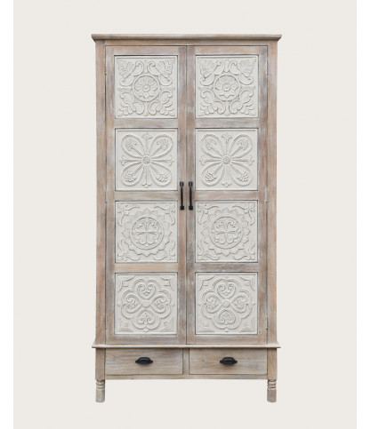 Mala - Armoire 2 portes en manguier massif cérusé