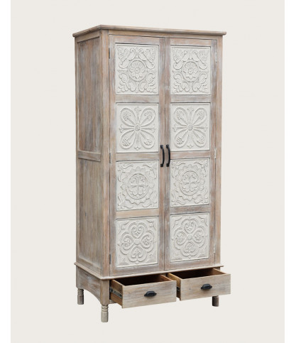 Mala - Armoire 2 portes en manguier massif cérusé