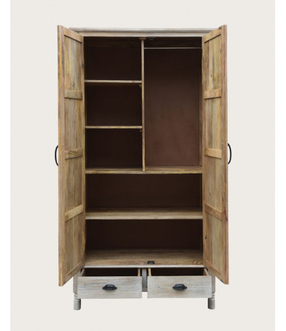 Mala - Armoire 2 portes en manguier massif cérusé