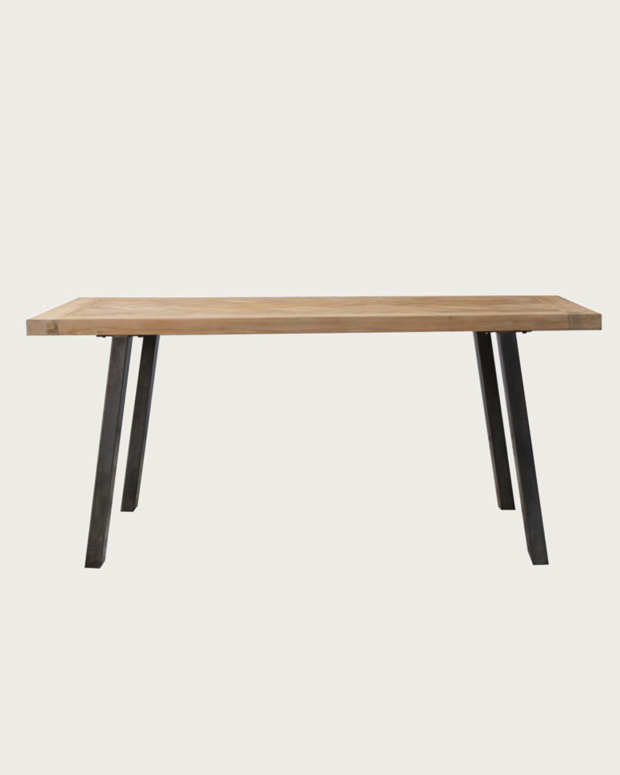 Kendari - Table repas en teck massif motif chevron L170 cm 8 pers.