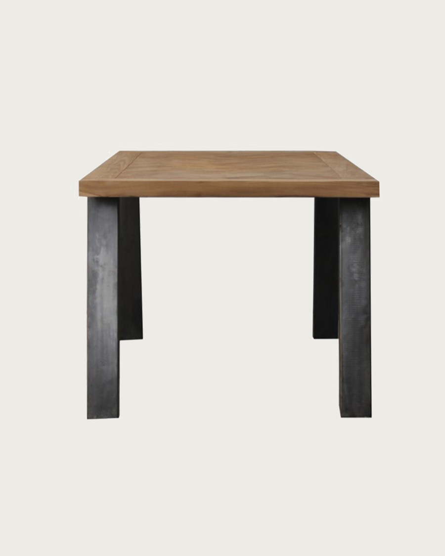 Kendari - Table repas en teck massif motif chevron L170 cm 8 pers.