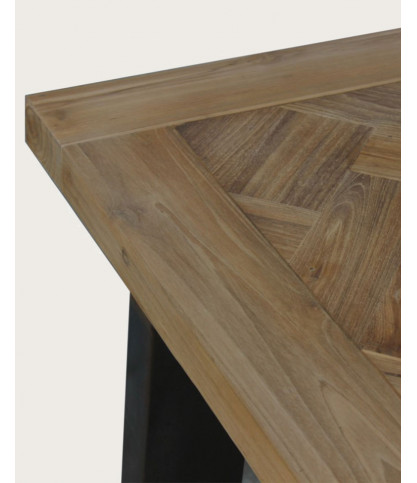Kendari - Table repas en teck massif motif chevron L170 cm 8 pers.