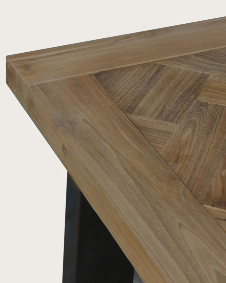 Kendari - Table repas en teck massif motif chevron L170 cm 8 pers.