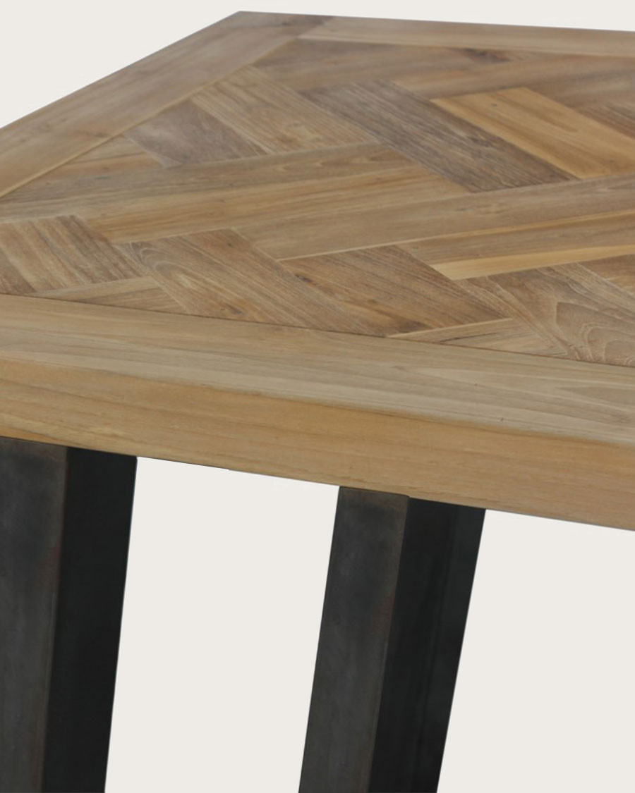 Kendari - Table repas en teck massif motif chevron L170 cm 8 pers.