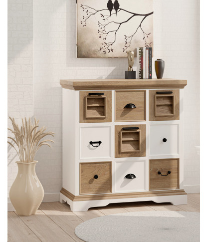 Inda - Console en Mindy massif naturelle et blanche 110 cm